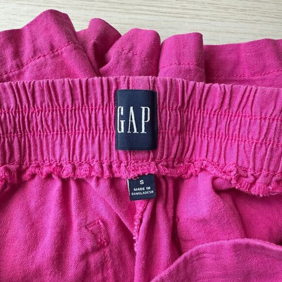 GAP Hot Pink Linen Blend Shorts Relaxed Fit Colorful Pull On Pockets Small - Picture 3 of 9